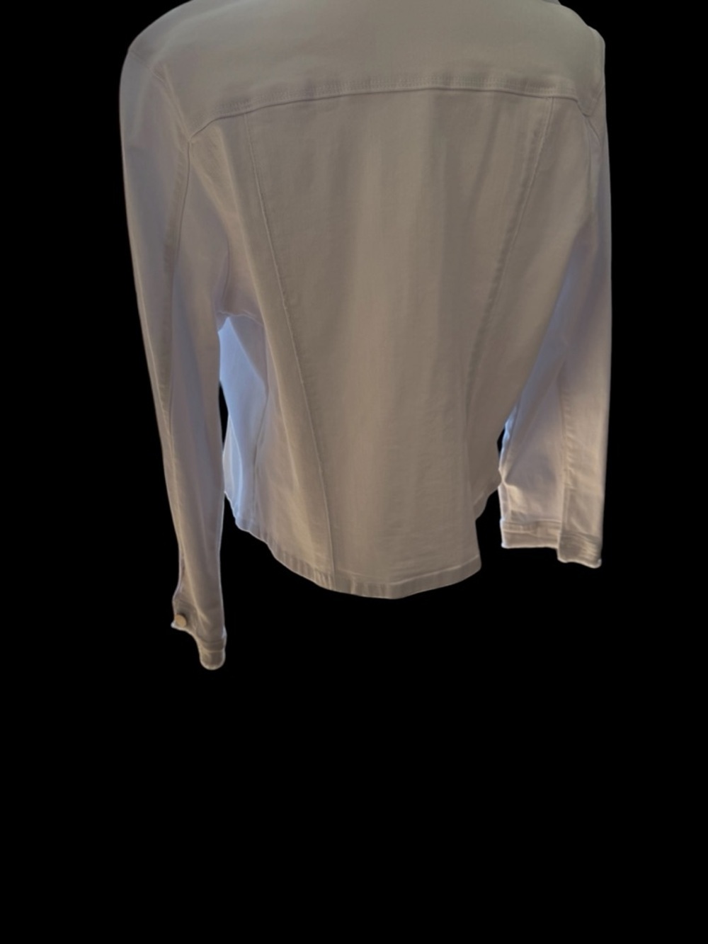 Reba-Dillards Large Classic White Denim Jacket - Women's Lightweight Jean Jacket - Picture 13 of 16